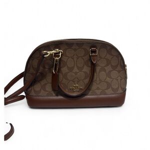 Coach Mini Sierra Satchel Signature Brown Leather crossbody bag